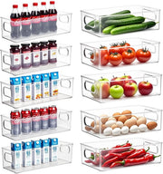 Organizzatore per frigorifero 10 pezzi - Set di organizzazione per la cucina - Maniglia ripiegabile - Materiale in plastica resistente - Dimensioni ottimali per lo spazio - Facile da pulire - Scatole di archiviazione