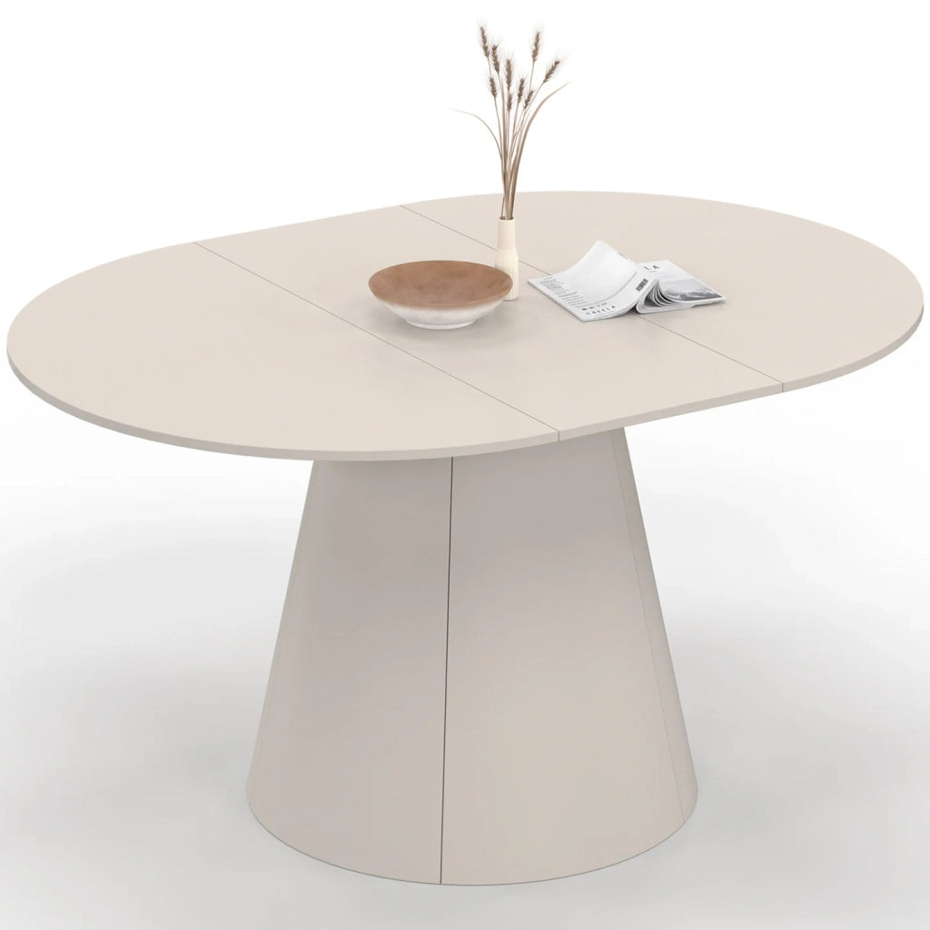 IDMarket - ANGELE Tavolo da pranzo rotondo allungabile a 6 posti, legno beige 110-150 cm