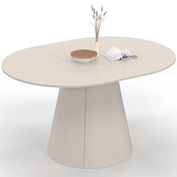 IDMarket - ANGELE Tavolo da pranzo rotondo allungabile a 6 posti, legno beige 110-150 cm