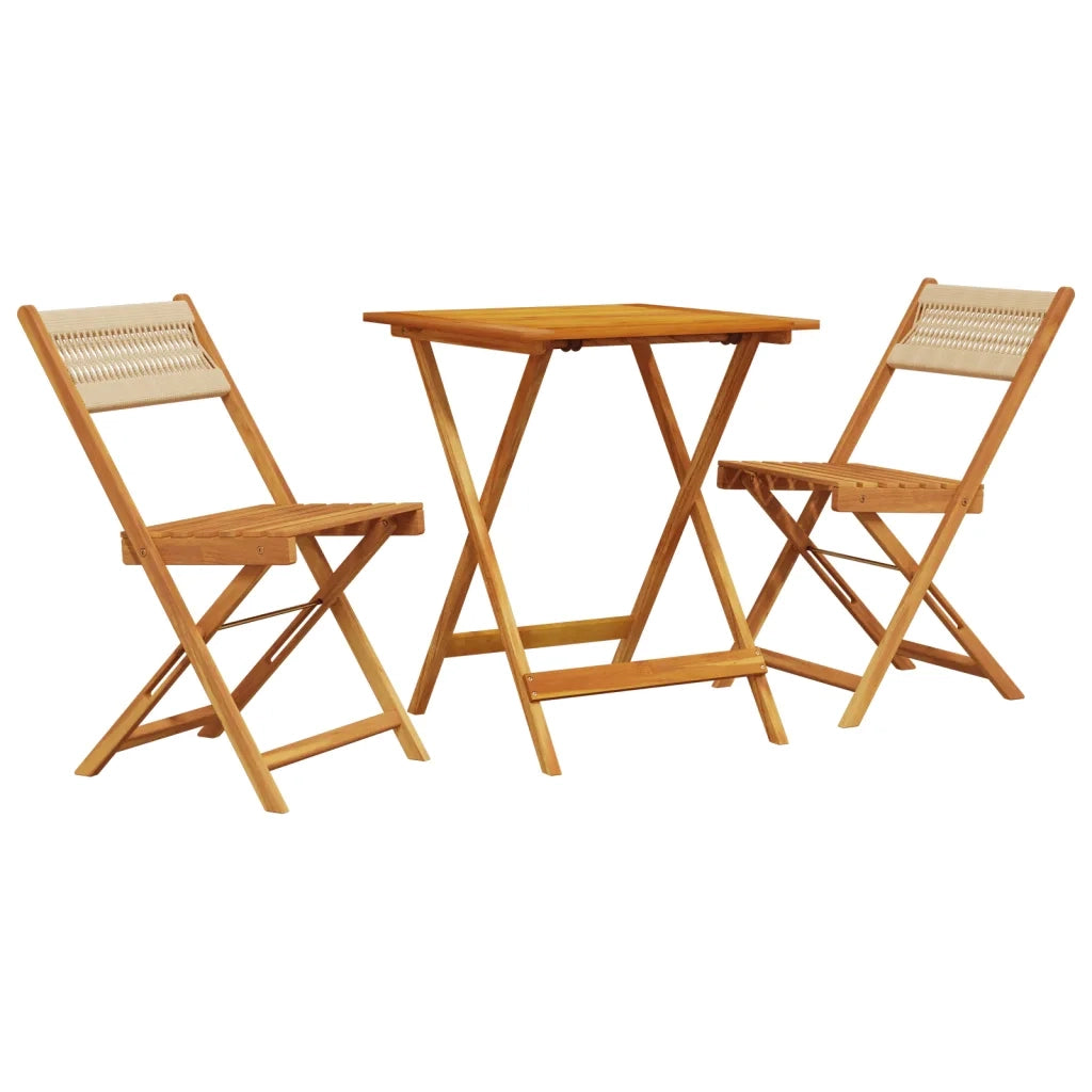 Set da Bistrot 3pz Beige in Polipropilene e Legno Massello 3281759