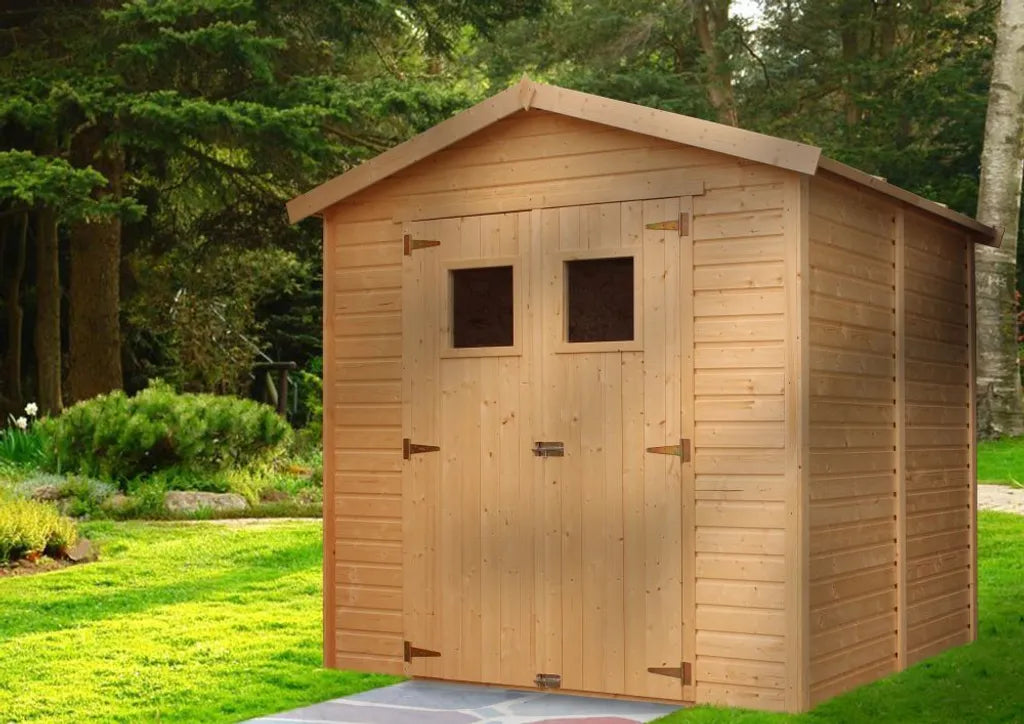 Casa da giardino in legno naturale H228x222x233 cm/4,08 m?²- TIMBELA M351