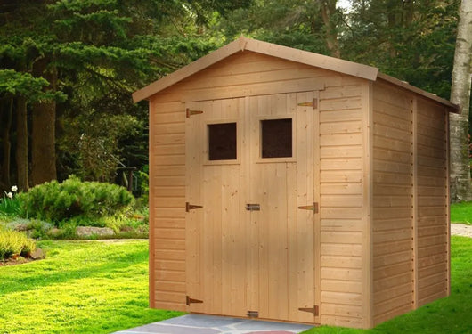 Casa da giardino in legno naturale H228x222x233 cm/4,08 m?²- TIMBELA M351