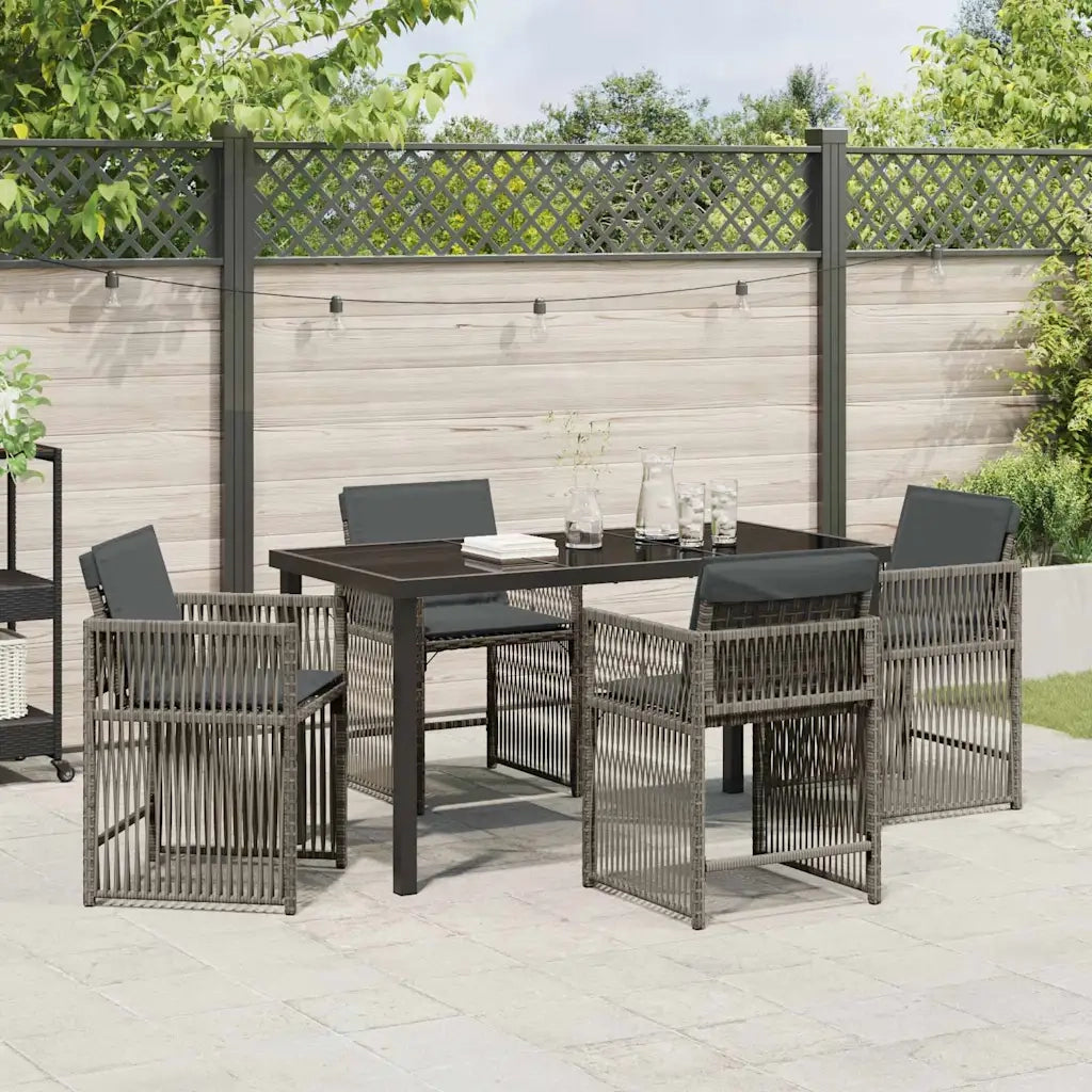 Set da Pranzo per Giardino 5 pcs Grigio polyrattan 3380778
