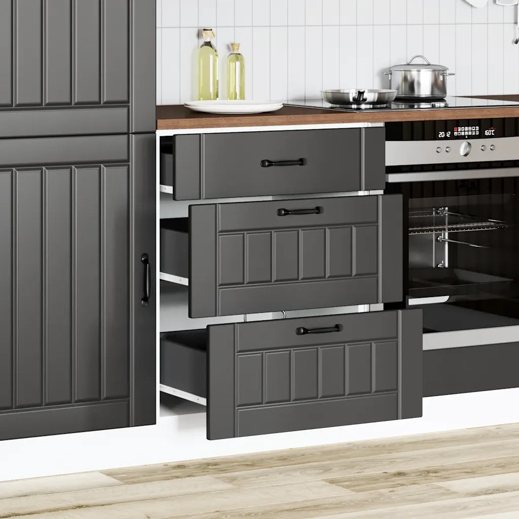Mobiletto da cucina-Armadio da cucina "Lucca" Nero in legno ingegnerizzato 426066