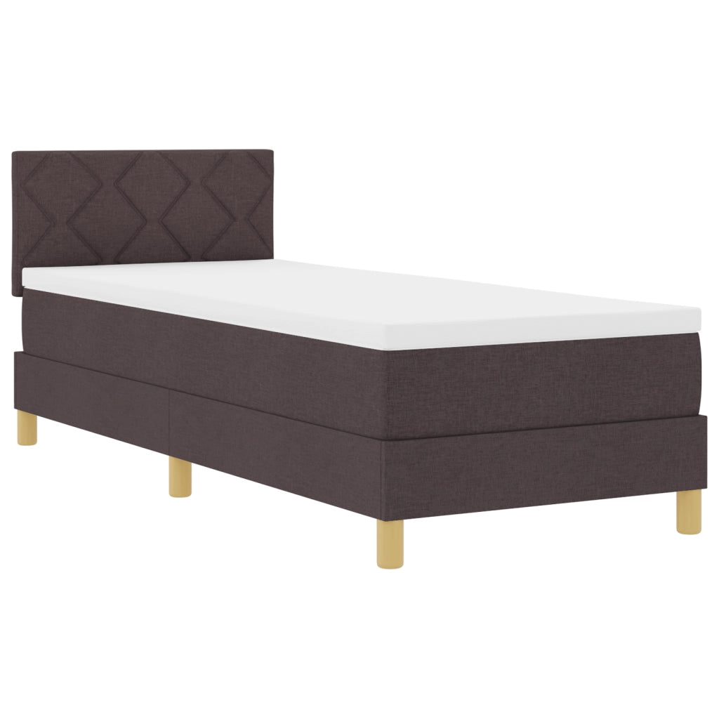 Letto con Box Spring e Materasso & LED Marrone Scuro 80x200 cm Tessuto