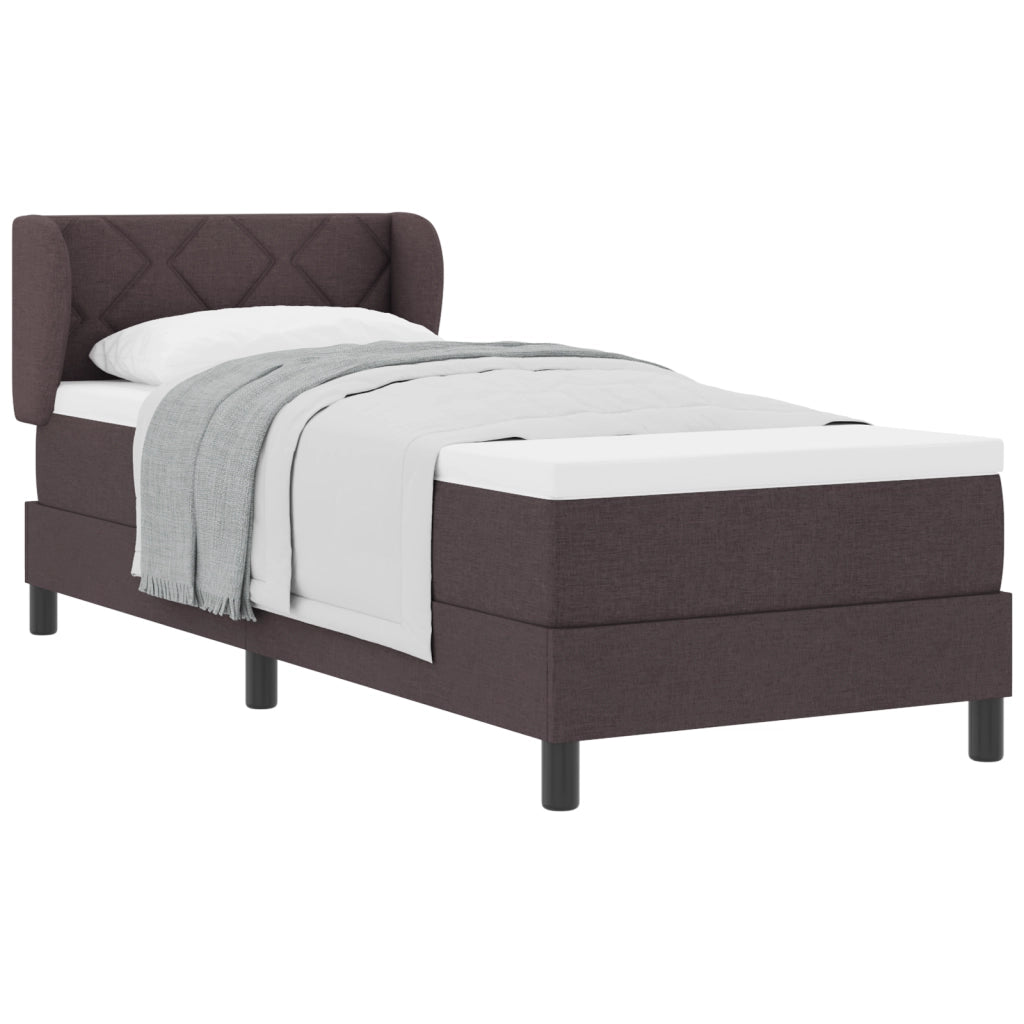Letto a Struttura con Materasso Marrone Scuro 80x200 cm Tessuto
