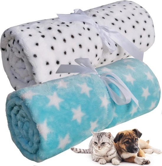 Panno per cani Leggero - Fleece Panno - 2 Pacchi - Lavabile - 75x100cm - Adatto per divano/letto - Prevenzione del pelo dei cani - Panno per cani