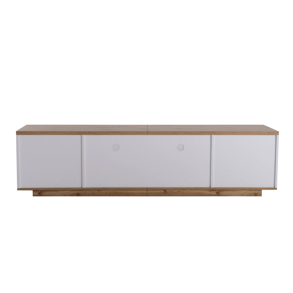 Mobile TV con 5 Ante e 2 Vani Aperti; Frontali a Griglia; Stile Moderno; 180??46??38 cm; in MDF; Bianco