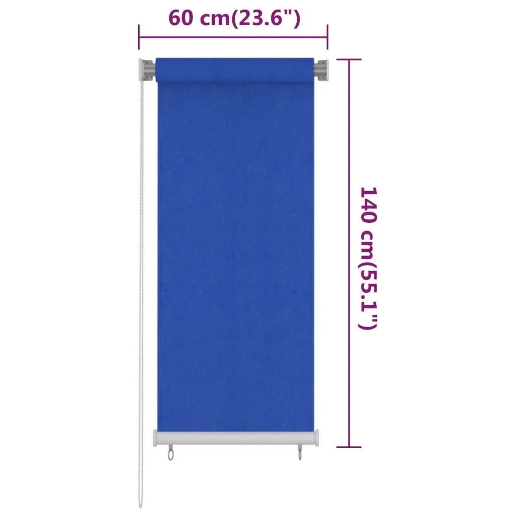 Tenda a Rullo per Esterni 60x140 cm Blu HDPE 312835