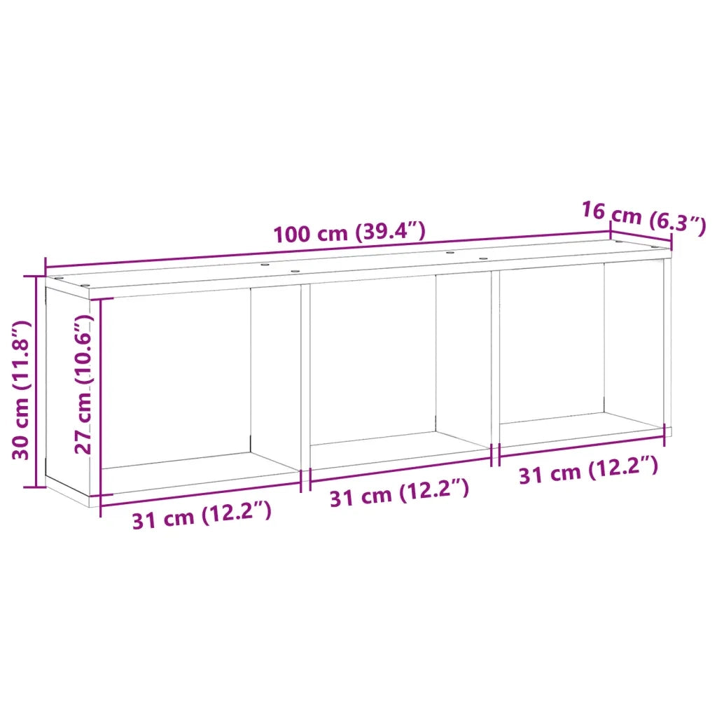 vidaXL Mobile a Parete 100x16x30cm Grigio Cemento in Legno Multistrato