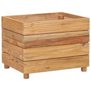 Aiuola rialzata per piante e fiori 50 x 40 x 38 cm legno di teak riciclato e acciaio 02_0000937