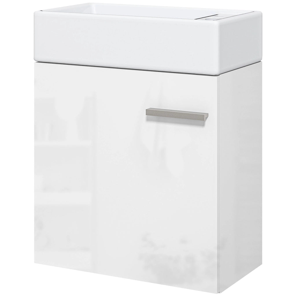 Mobile Bagno con Lavabo Sospeso e Anta ¨C Zephmum ¨C Bianco Lucido 40x23x50 cm