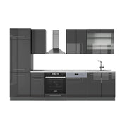 Cucina componibile Fame-Line Antracite lucido/Antracite 300 cm, PL Marmo Vicco