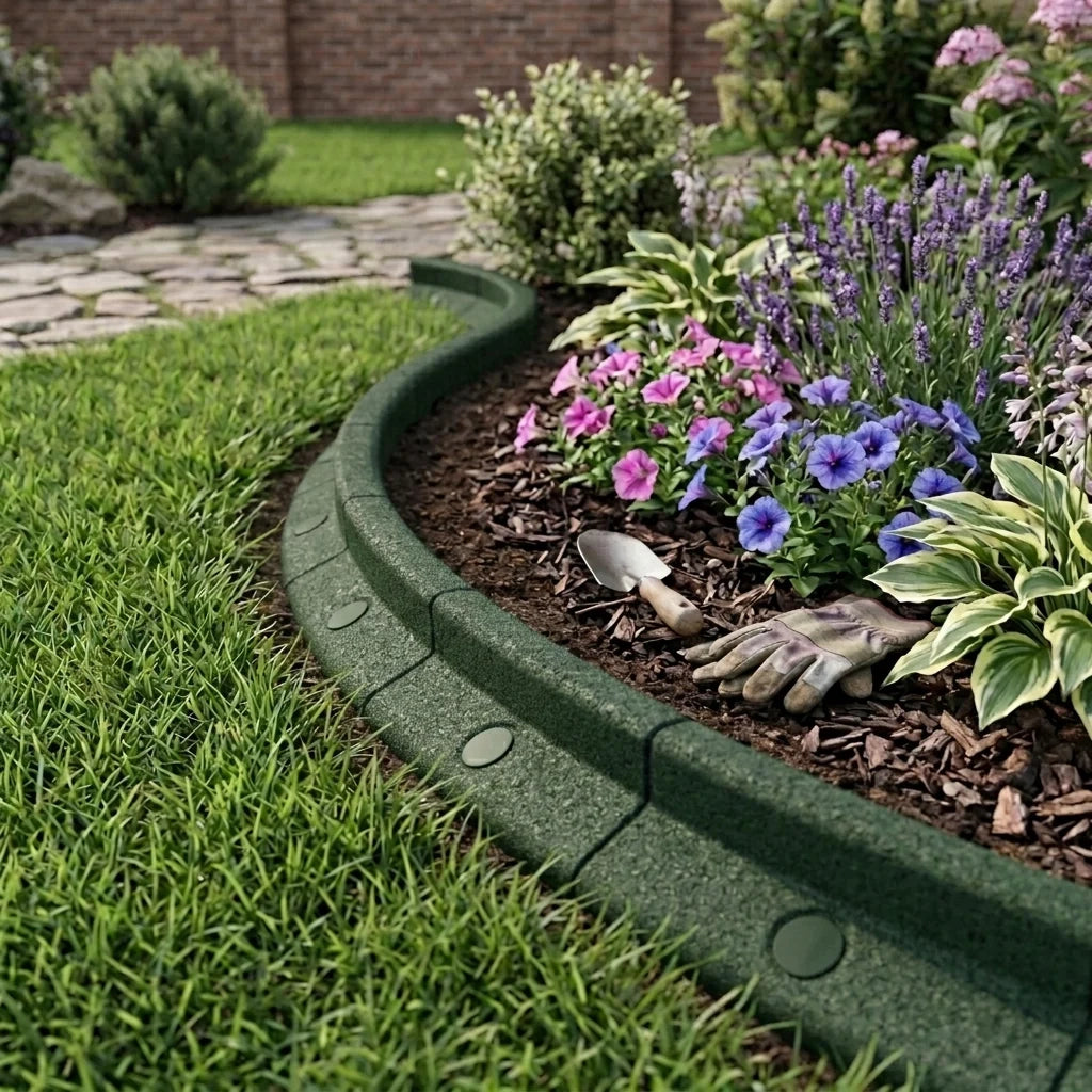 Bordura Flessibile da Giardino 4 x 1,2 m Verde con Martello in Gomma