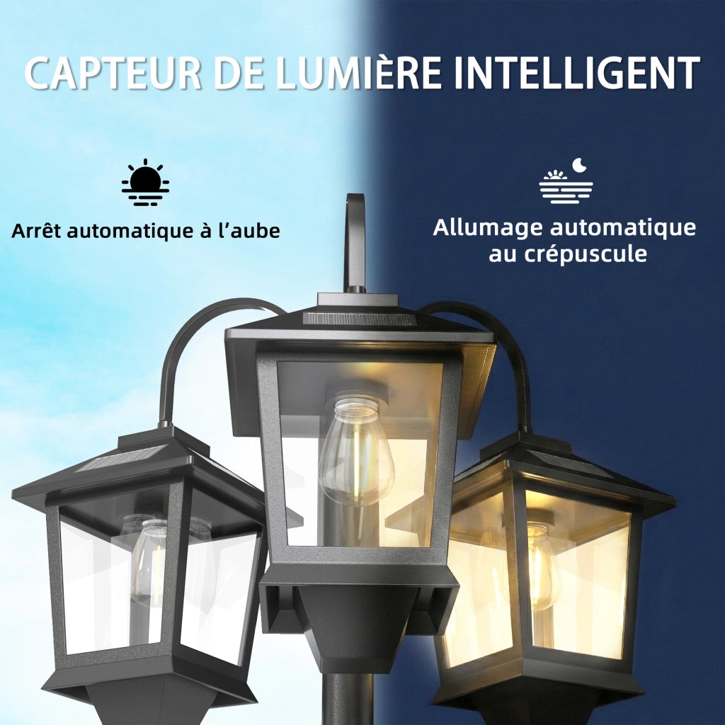 Lampada da giardino solare 3 teste ¨C zephmum ¨C nero