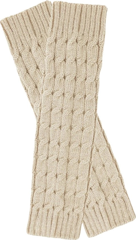 Due pair di calzettoni lunghi per donne - calzettoni per donne e ragazze invernali a maglia - calzettoni moda caldi - calzettoni - calzettoni per gambe - disponibili in unico taglia - beige + bianco - 40*8.5cm