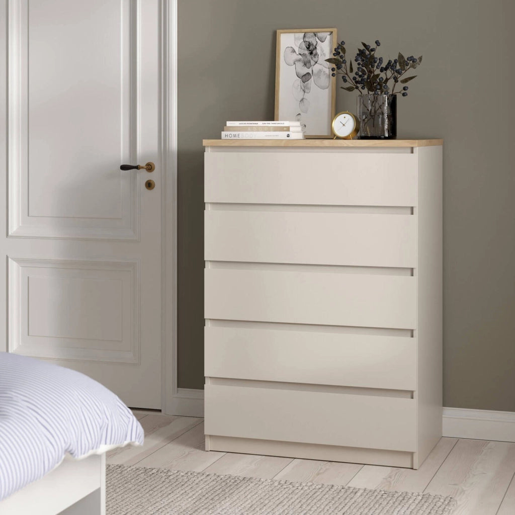 Ansel, Cassettiera 5 Cassetti, 77x50x111h cm Beige