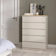 Ansel, Cassettiera 5 Cassetti, 77x50x111h cm Beige