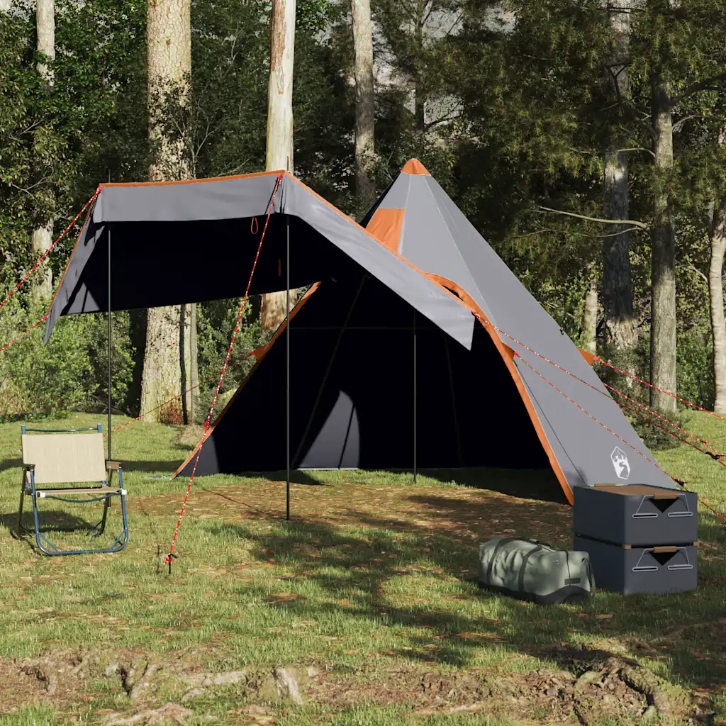 Tenda da Campeggio Tipi per 5 Persone Grigia Impermeabile