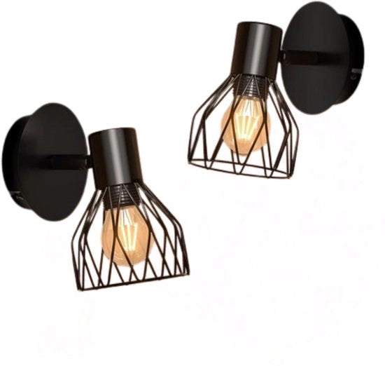 Lampada da Parete con Cavo - Lampada da Parete con Presa per Interno - con Interruttore Regolabile - Industriale e Vintage - Lampada da Letto da Parete
