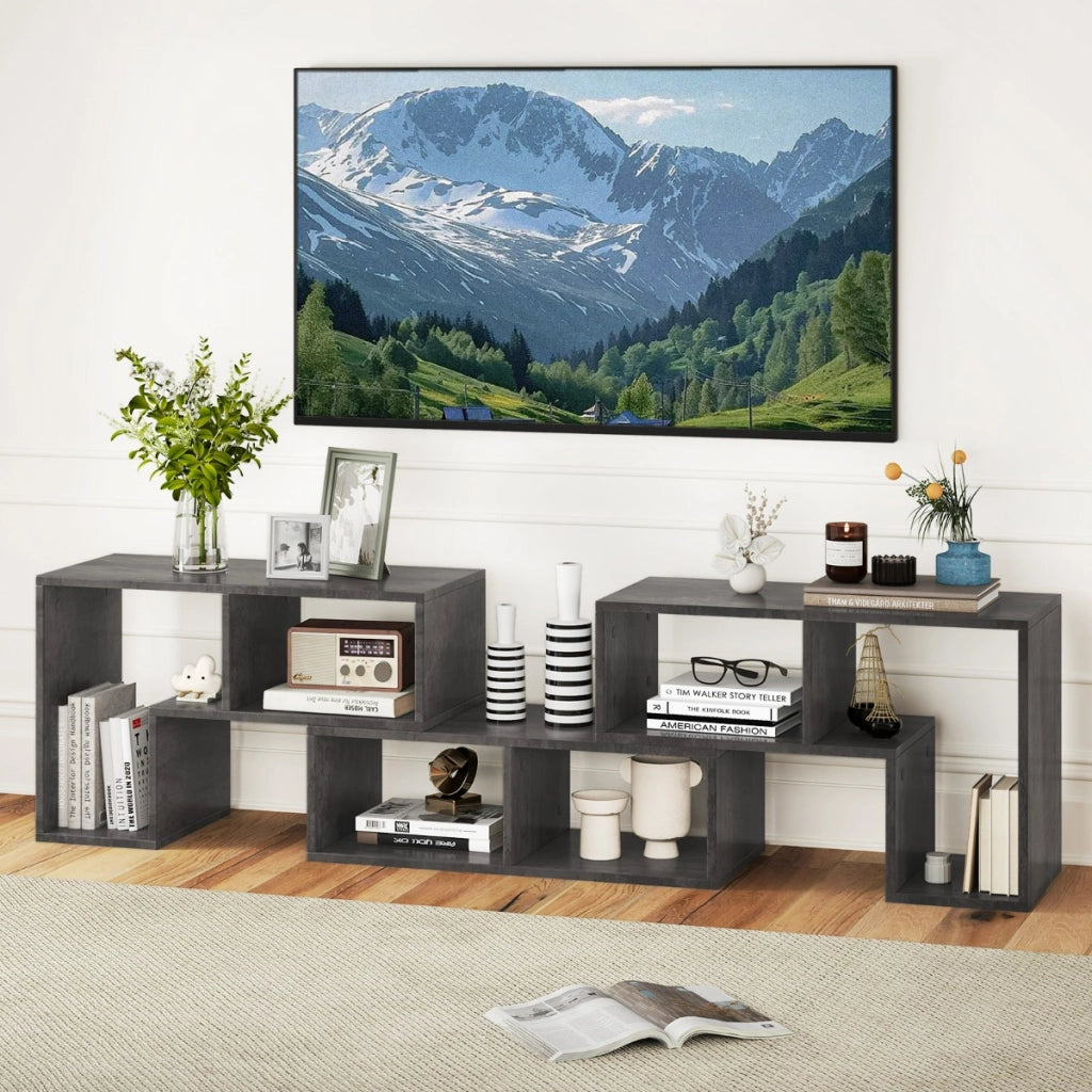 Supporto per console TV 65 pollici in 3 pezzi-Centro di intrattenimento per riporre e esporre Grigio
