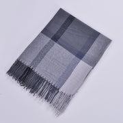 Sciarpa da donna double-face con nappe, stile classico, fantasia a quadri colorata, sciarpa calda