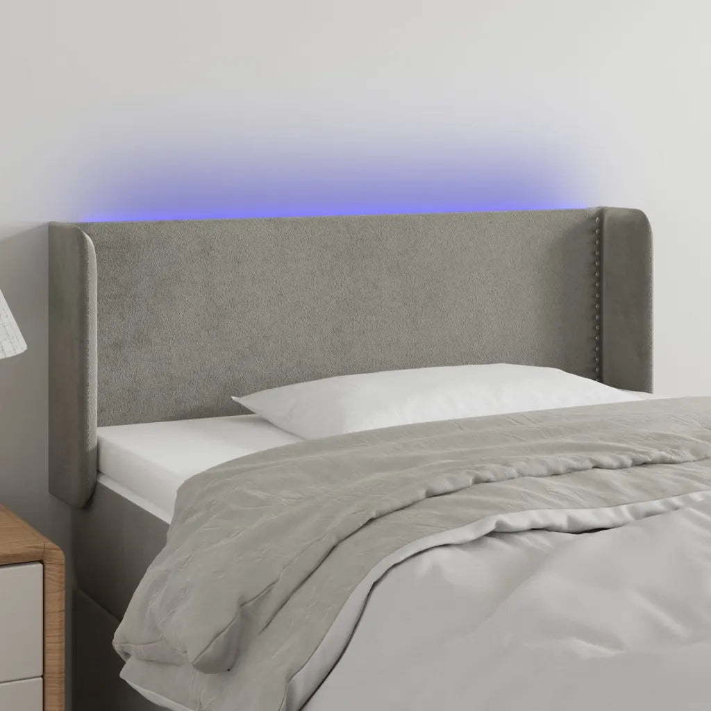 Testiera | Testata a LED Grigio Chiaro 83x16x78/88 cm in Velluto
