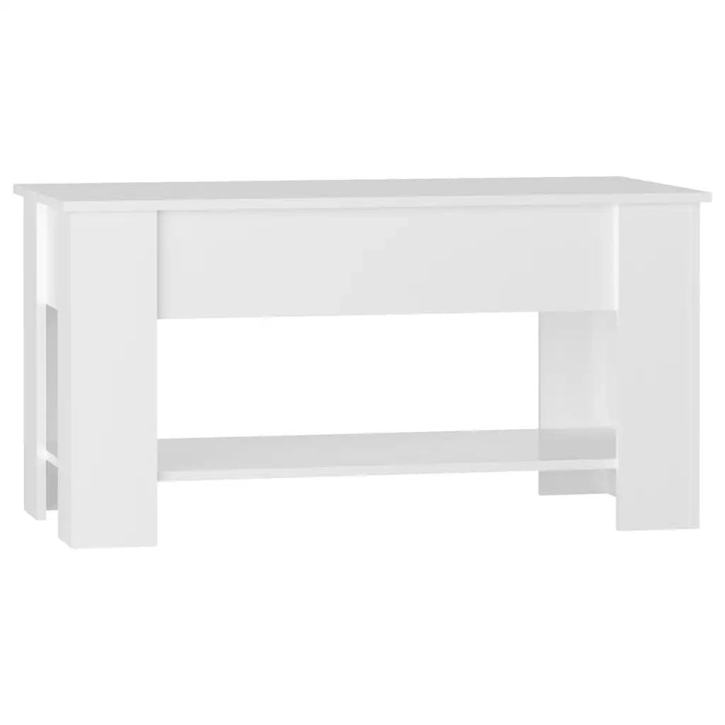 Tavolino da Salotto Bianco Lucido 101x49x52cm Legno Multistrato