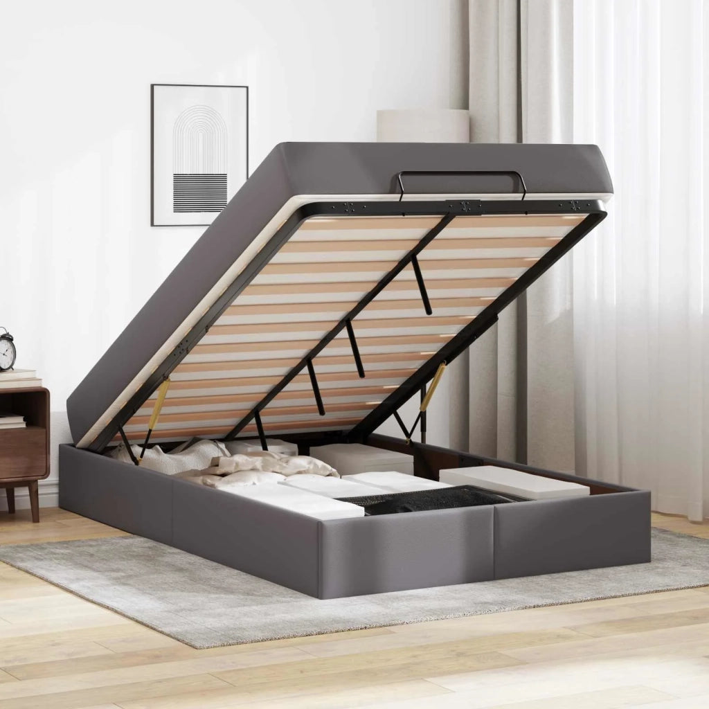 Struttura letto con materasso con materasso 2 pcs Grigio PVC
