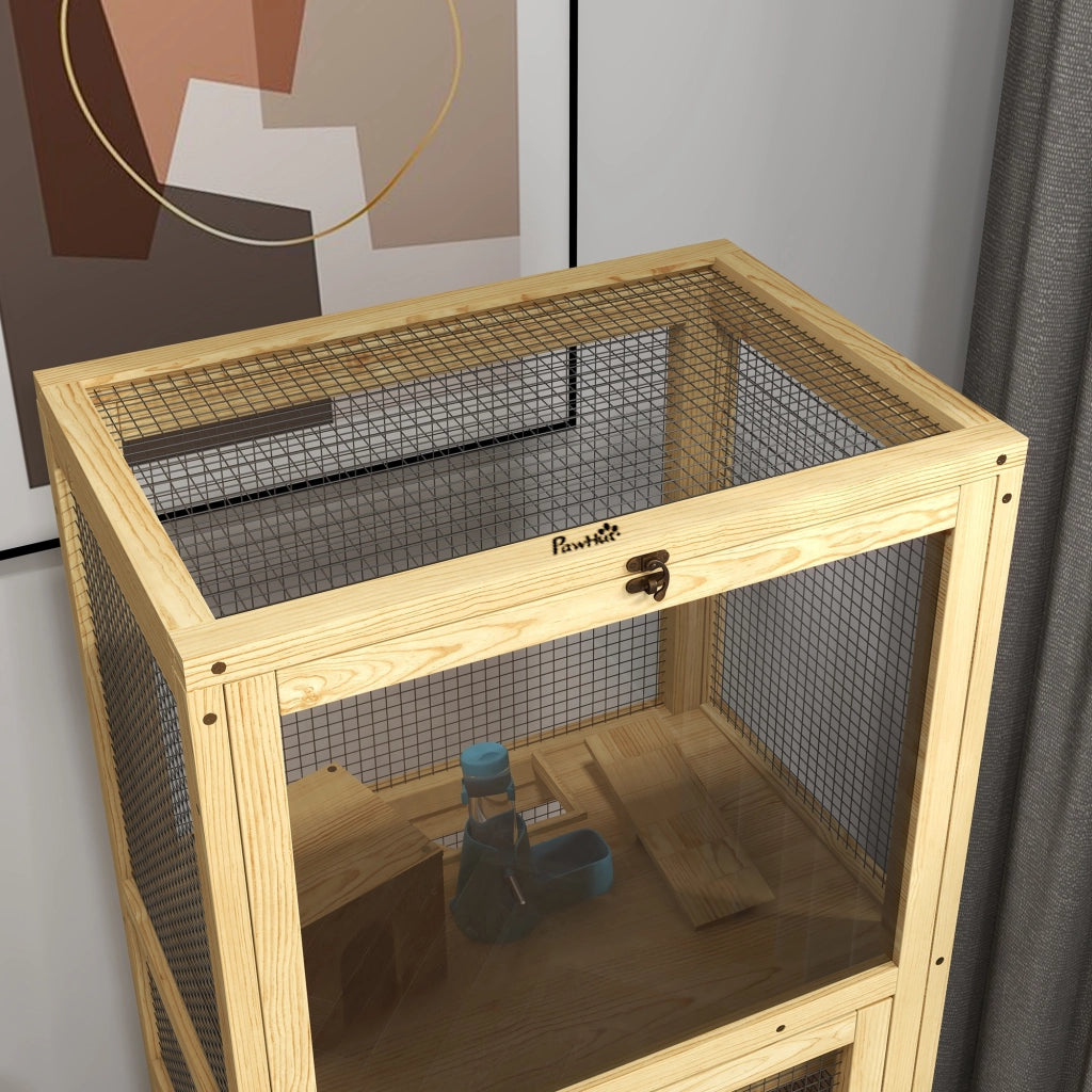 Gabbia per criceti in legno 5 livelli ¨C Xylo ¨C con scala, casetta e altalena 54x38x131 cm