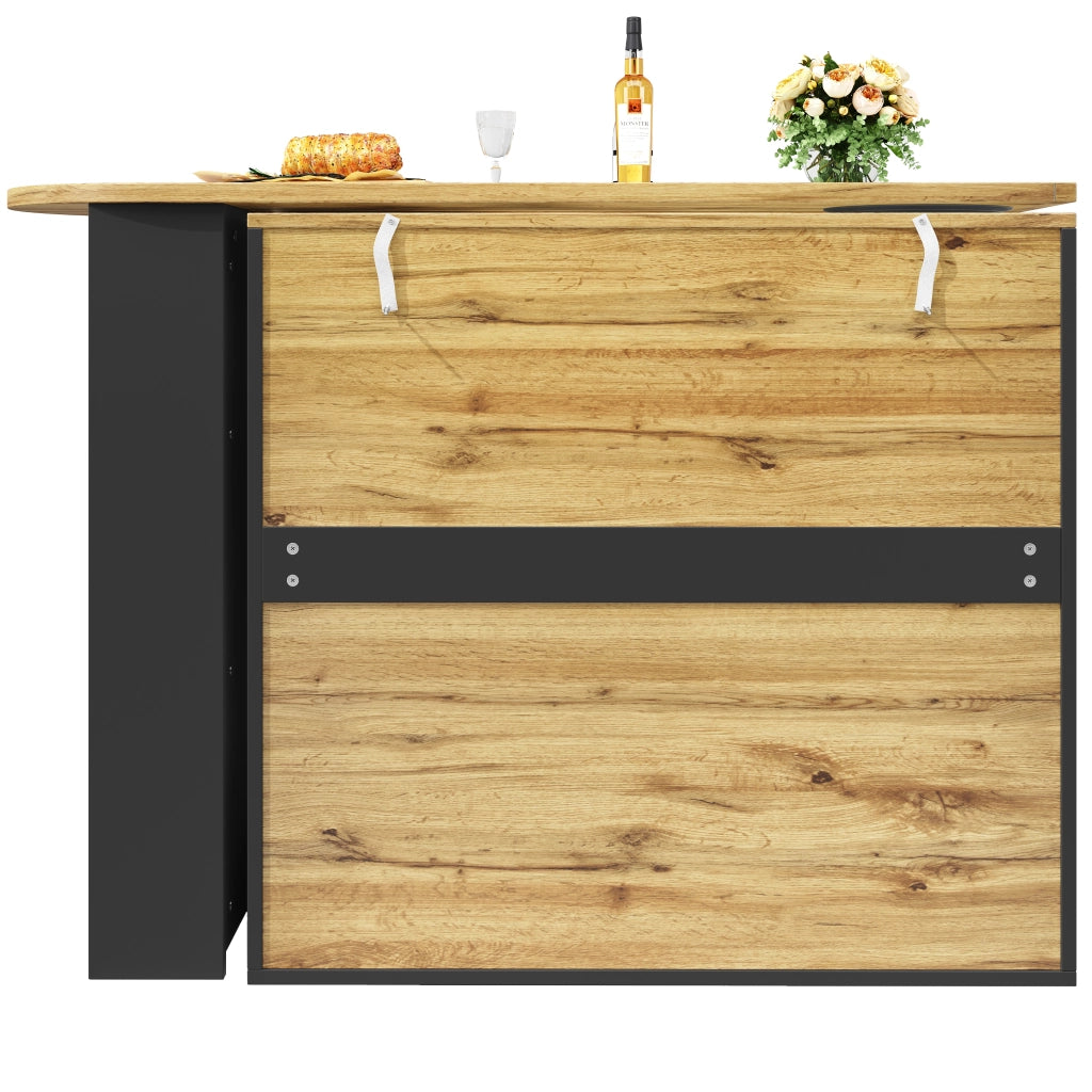 Carrello da Cucina con 3 Ante e Piano Girevole a 360°; Portasciugamani e Portaspezie; in MDF e Metallo; Nero; 138x39x105 cm
