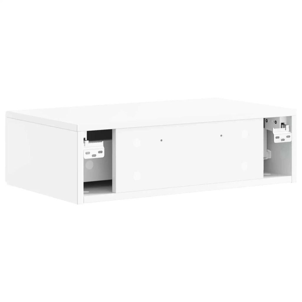 Tavolino da Parete Laterale Bianco Lucido 59 x 34,5 x 17 cm