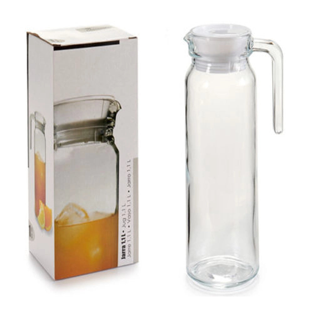 Trade Shop - Giara Caraffa In Vetro Da 1 Litro Brocca Acqua Vino Bevande Cucina -