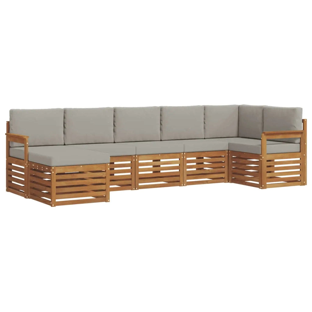 Set divano sezionale con cuscino 7 pcs Grigio Naturale e Chiaro 3375156