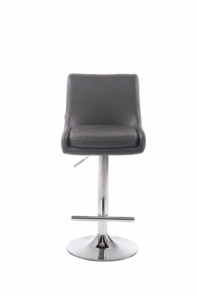 Sgabello Bancone Club in Similpelle grigio,cromo