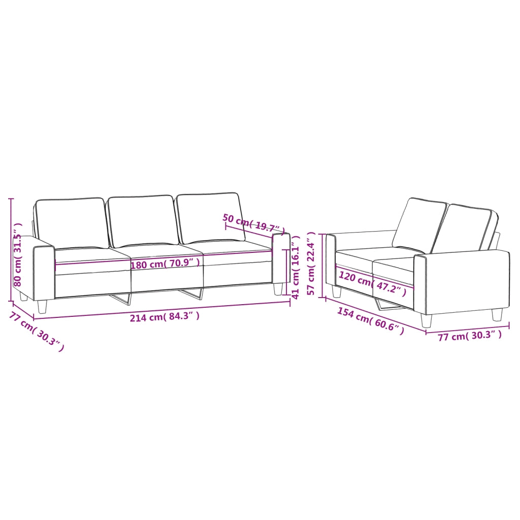 Set di Divani 2 pz Grigio Chiaro in Tessuto 3201898