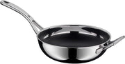 Wok in acciaio inossidabile 28cm con struttura a griglia di moka e distribuzione uniforme del calore - Superficie antiaderente - Adatto a tutti i tipi di fonti di calore Wok in acciaio inossidabile