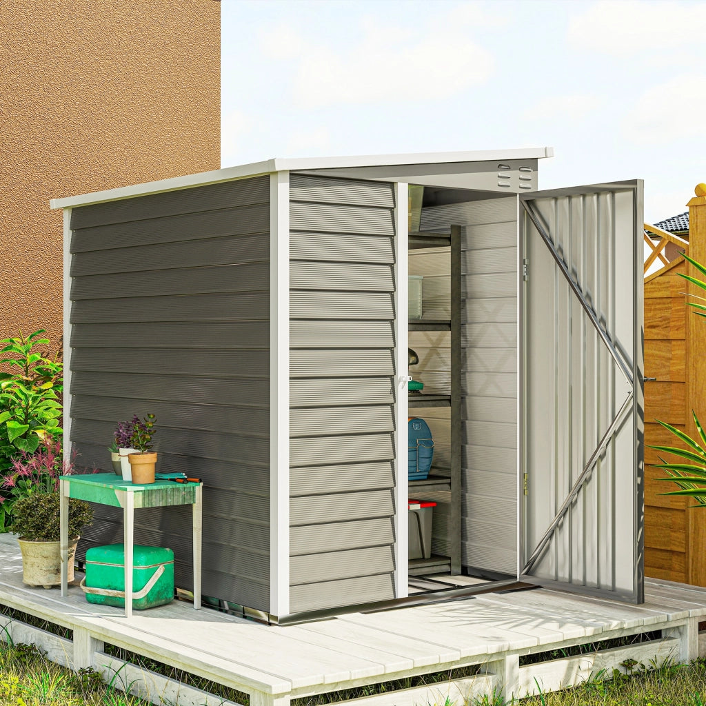 Capanno da Giardino in Metallo ¨C Zephmum ¨C Grigio 142x184x165/181 cm