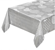 Tovaglia Cucina Antimacchia 140x300 Cm Metallizzata Lucida Grigia Copritavolo Pvc Decorato Dis_C
