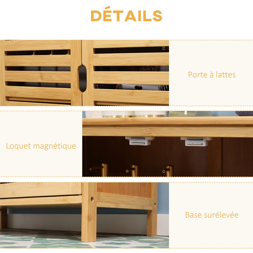 Armadietto Bagno in Bamb¨´ con Ante a Doghe ¨C zephmum ¨C Naturale 68x32x86 cm