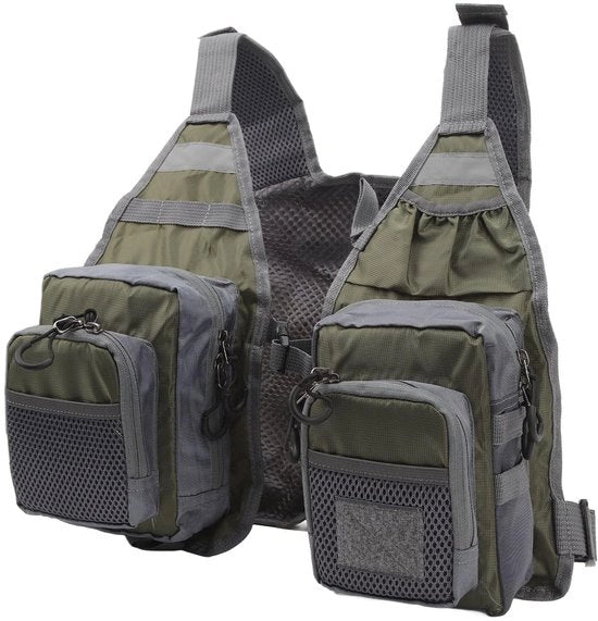 Vestone da Pesca Leggero - 8 Tasche - Manica Regolabile - Respirante - Altezza dei Bottoni Comfortevoli - Tessuto Oxford - Vestone da Pesca
