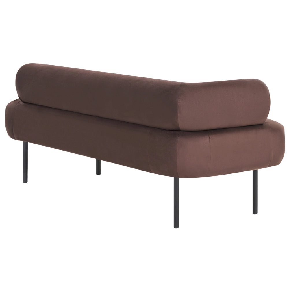 Chaise Lounge marrone scuro Sinistra in tessuto poliestere con cuscini decorativi Gambe in metallo Soggiorno di design moderno