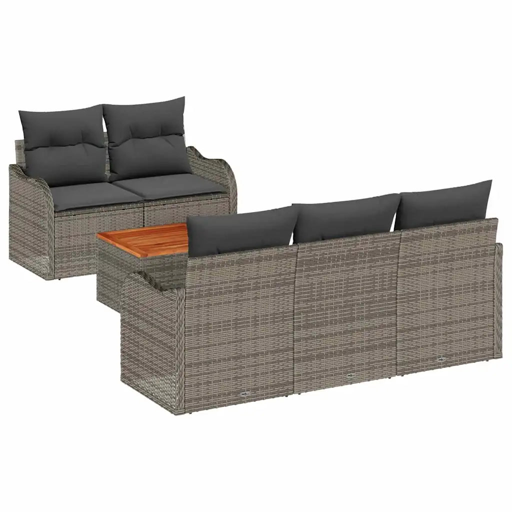 Set Divano da Giardino con cuscino 6 pcs Grigio polyrattan 3347391