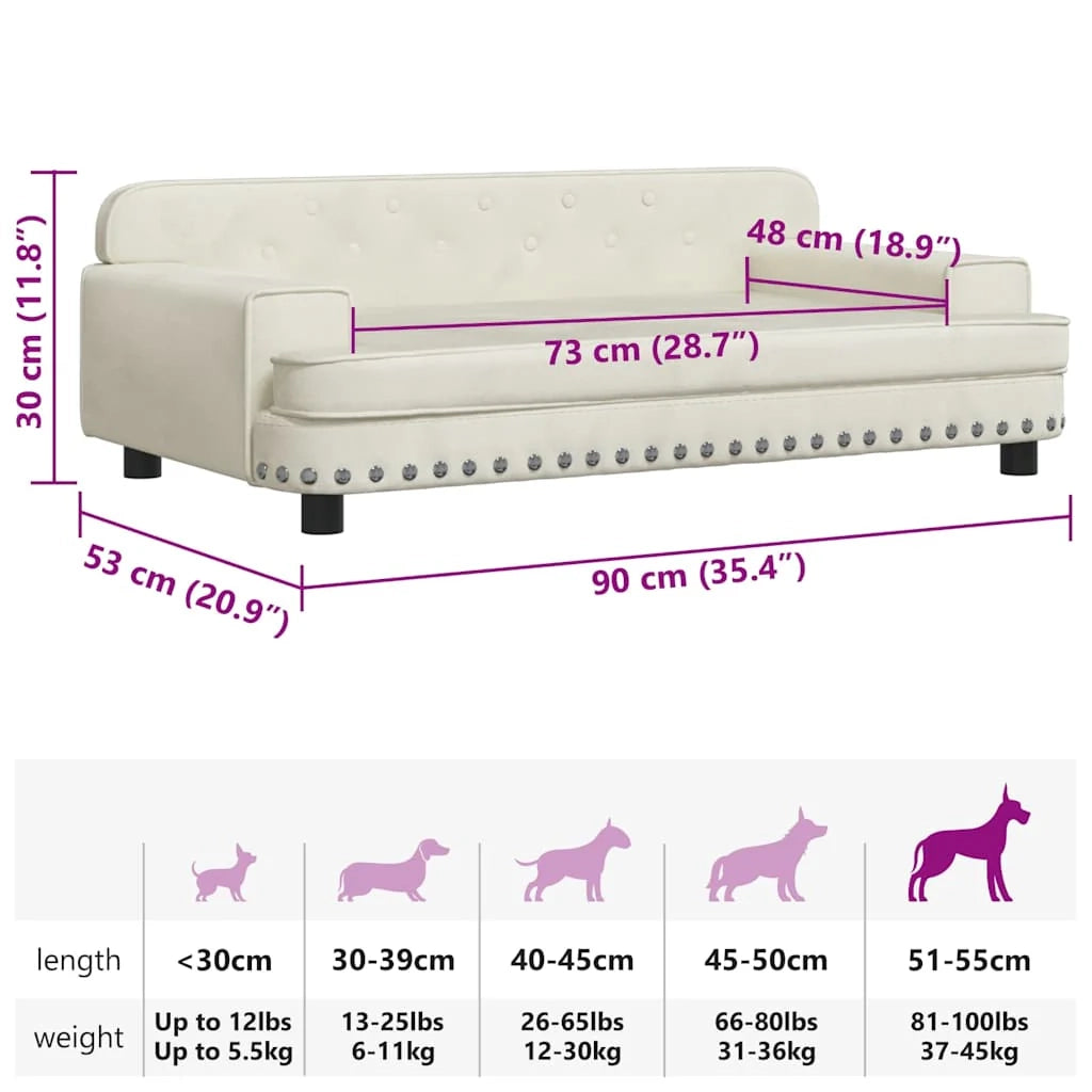 Cuccia per cani a forma di cesto comoda 90 x 53 x 30 cm velluto crema 02_0042996