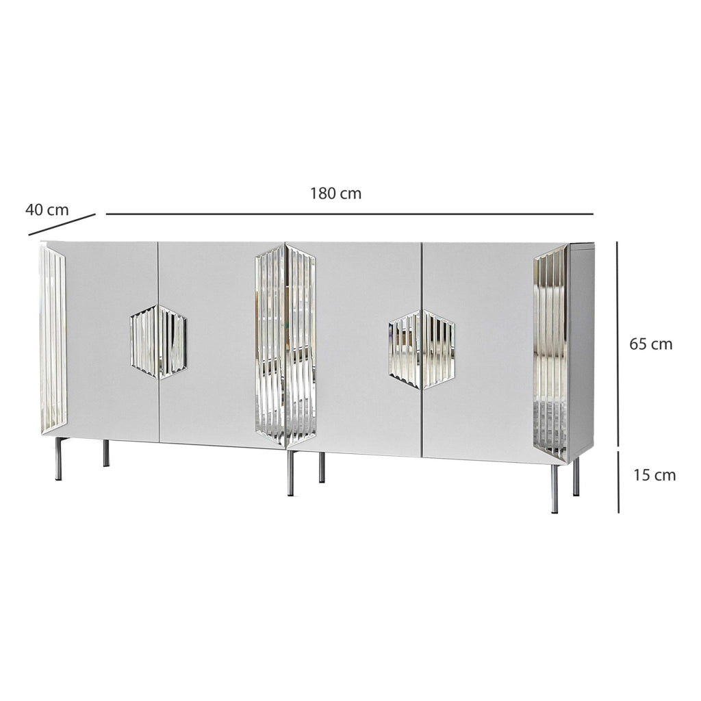 Madia Trigolo, Credenza 4 Ripiani, 180x40x80h cm Bianco