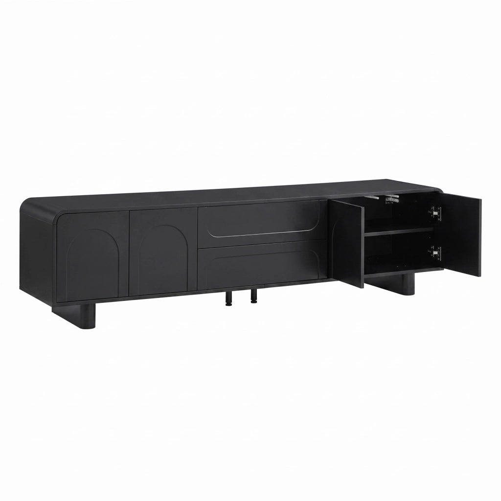 Mobile Porta TV 180 cm Nero in MDF con Ante e Cassetti Design Moderno