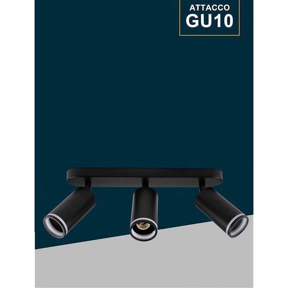 Trade Shop - Applique Plafoniera Orientabile Da Soffitto Parete 3 Diffusori Lampada Gu10 Ts-3 -