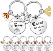 Sostegno per Chiavi Regalo di Addio - 8x Sostegni per Chiavi per Collega - Acciaio Inossidabile - Cuore Inciso - Regalo Speciale per Natale