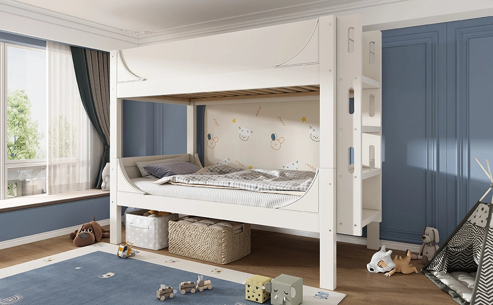 LETTO a castello separabile 90x200 cm bianco legno e metallo con scala reversibile