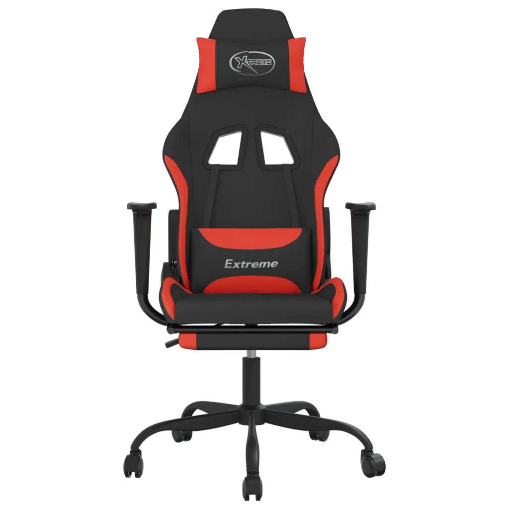 Sedia da Gaming | Sedia da e-sports con Poggiapiedi Rosso e Nero in Tessuto